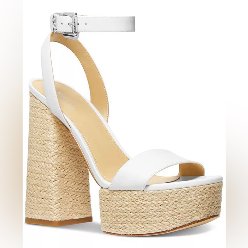 Michael Kors Ashton White Espadrille Platform Sandals Size 9.5 NWT
